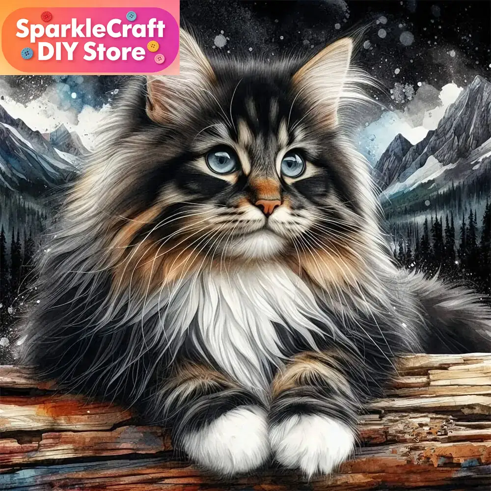 Embroidery Cat - 1pc frameless 5D DIY Diamond Mosaic