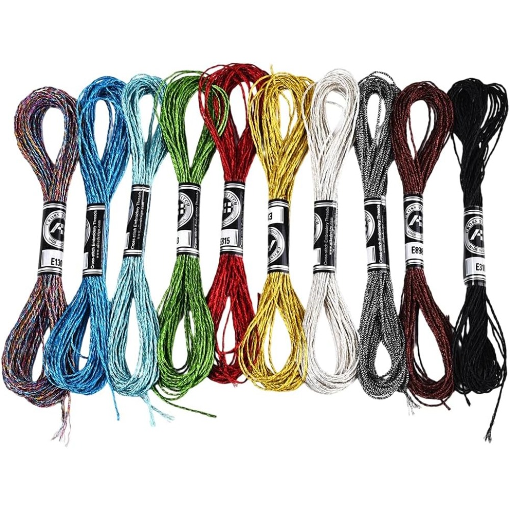 Embroidery Floss - 10 Skeins 10 Colors Metallic Embroidery