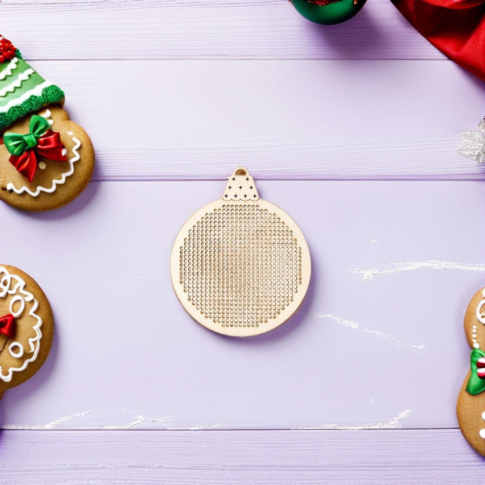 Embroidery Xmas Ornaments - 12Pcs Christmas Wooden Cross Stitch Chips