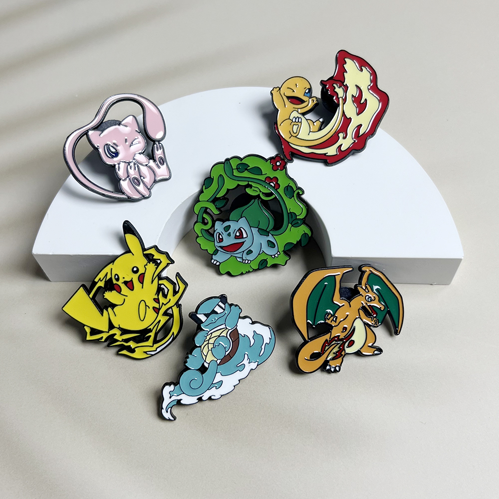 Embroidery Textile - 6pcs Anime Pins Set Pokemon Enamel