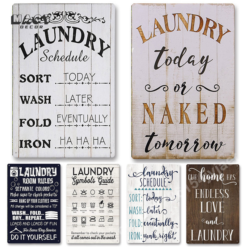 Slogan Metal Tin Sign Laundry  – Embroidery Wall Art recenzja i cena
