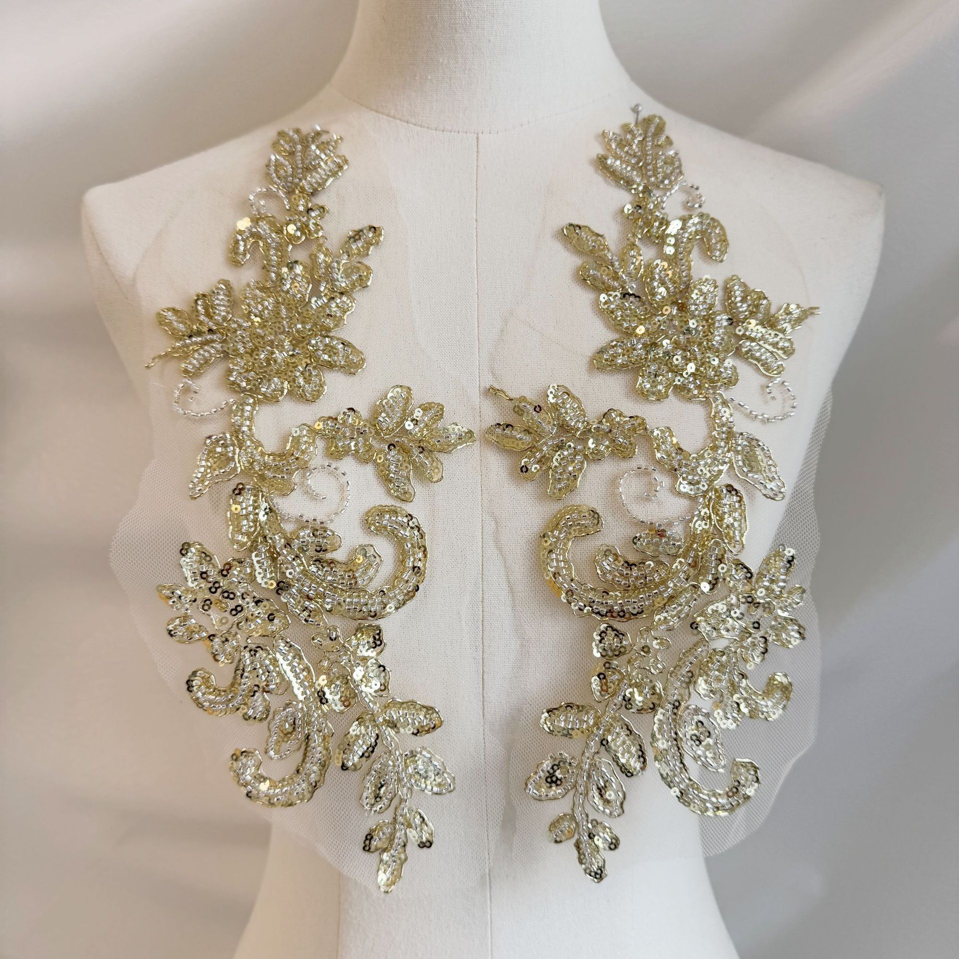 Champagne gold beaded flower s – Embroidery Gold recenzja i cena