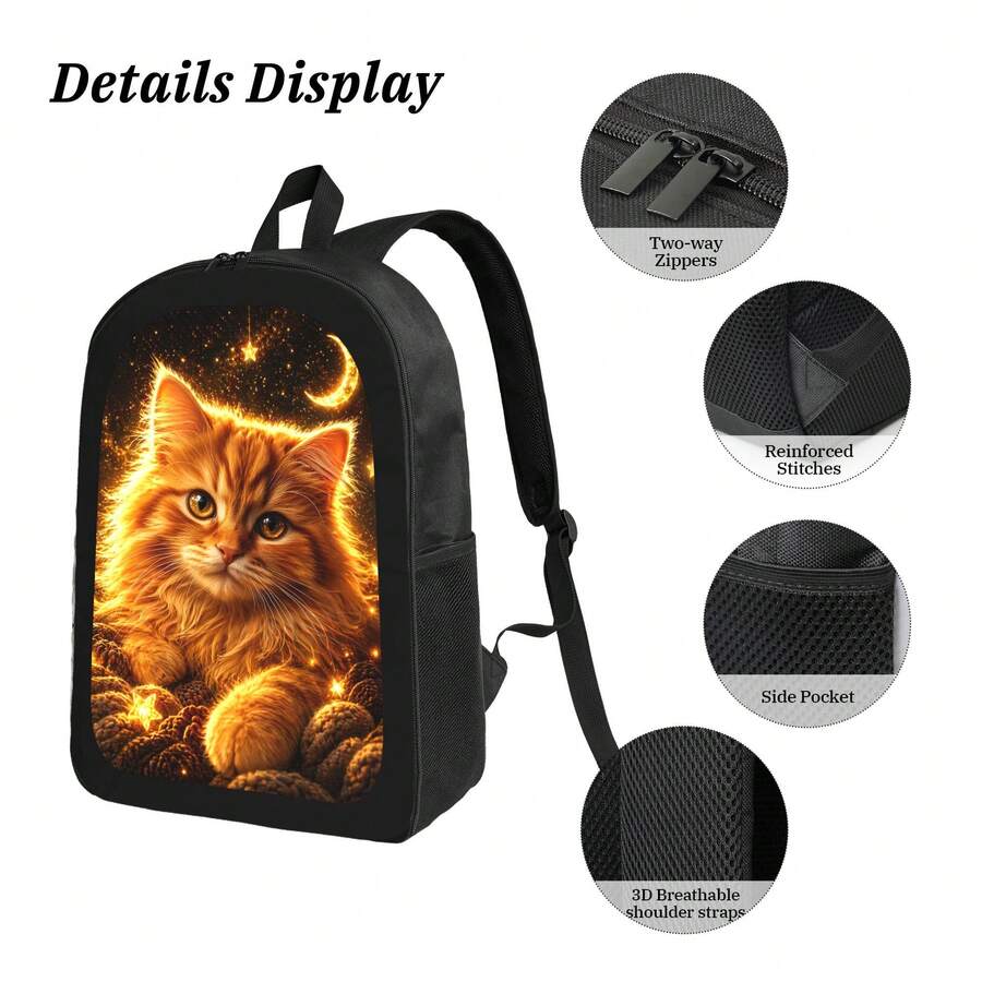 Starry Sky Cat Print Backpack  – Embroidery Cat recenzja i cena