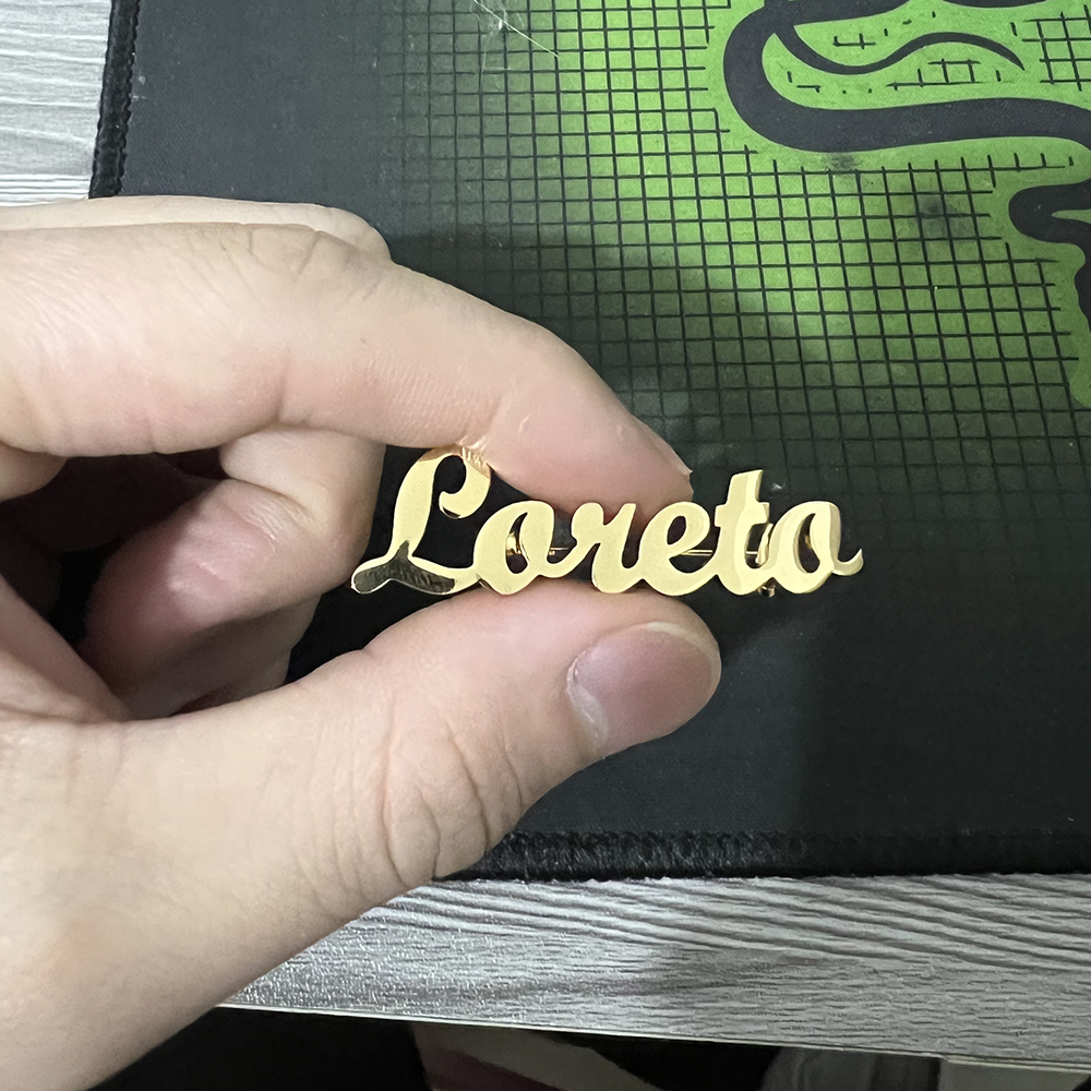 Custom name brooch interwoven  – Embroidery Kaftan recenzja i cena