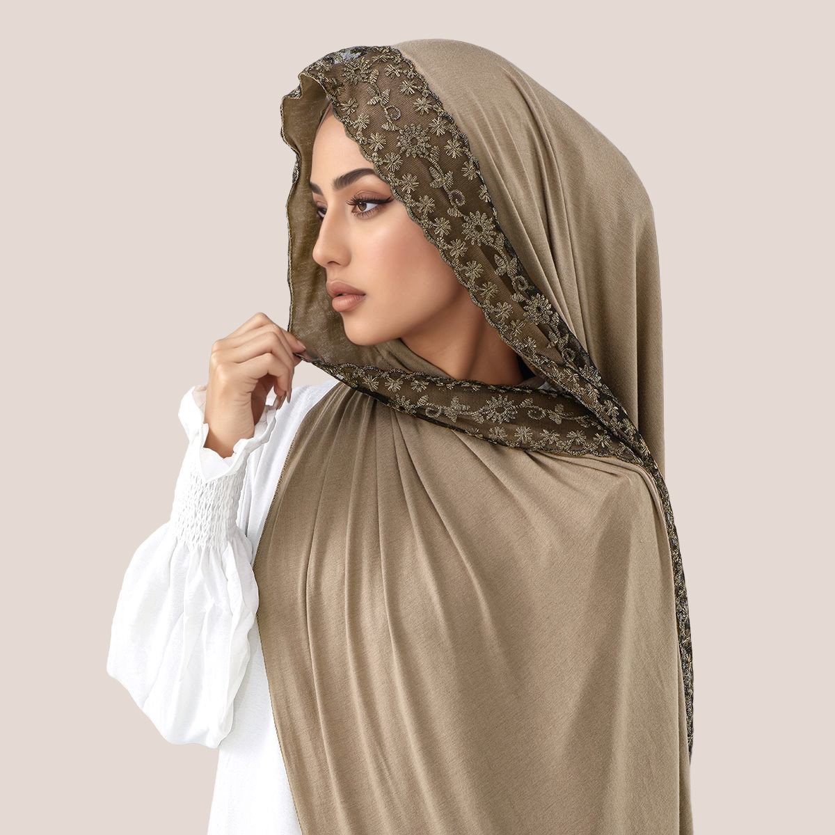 Lace Embroidery Cotton Jersey  – Embroidery Shawl recenzja i cena