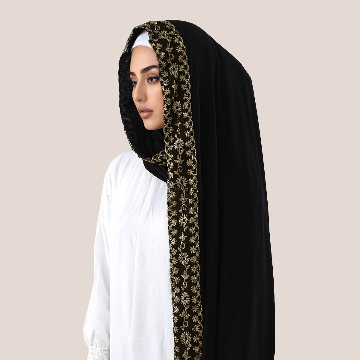 Lace Embroidery Cotton Jersey  – Embroidery Shawl recenzja i cena