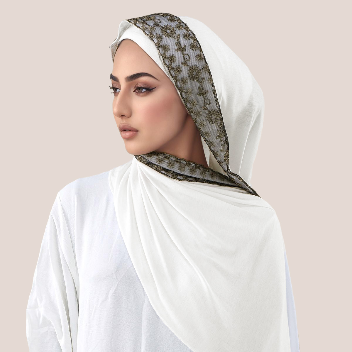 Lace Embroidery Cotton Jersey  – Embroidery Shawl recenzja i cena