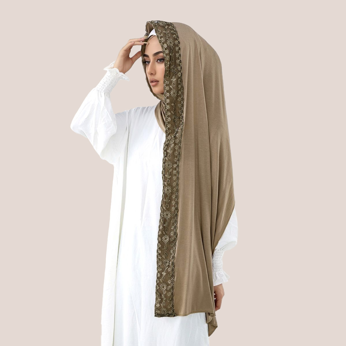 Lace Embroidery Cotton Jersey  – Embroidery Shawl recenzja i cena