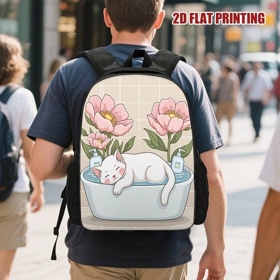 Lightweight Polyester Backpack – Embroidery Cat recenzja i cena