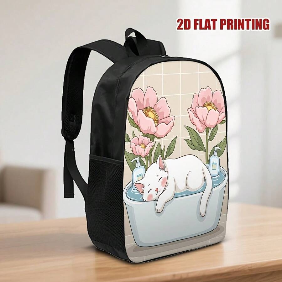 Lightweight Polyester Backpack – Embroidery Cat recenzja i cena