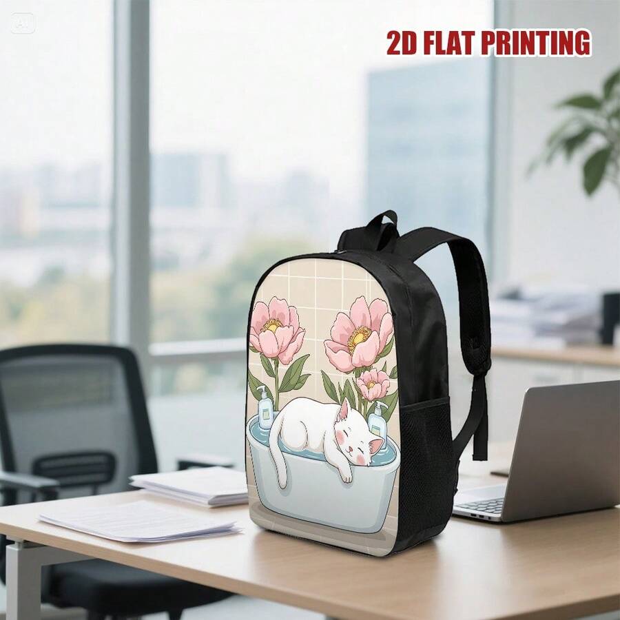 Lightweight Polyester Backpack – Embroidery Cat recenzja i cena