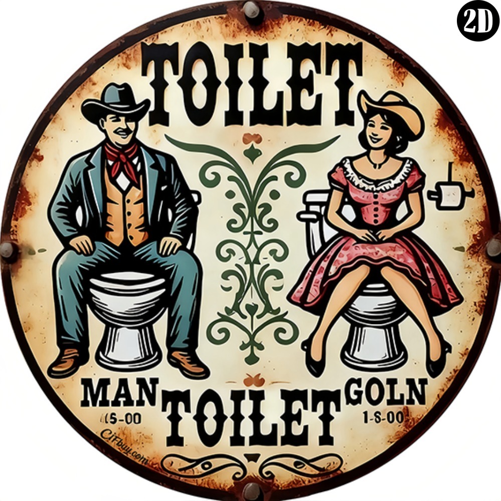 Vintage Cowboy Toilet Round Me – Embroidery Wall Art recenzja i cena