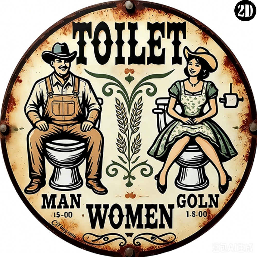Vintage Cowboy Toilet Round Me – Embroidery Wall Art recenzja i cena