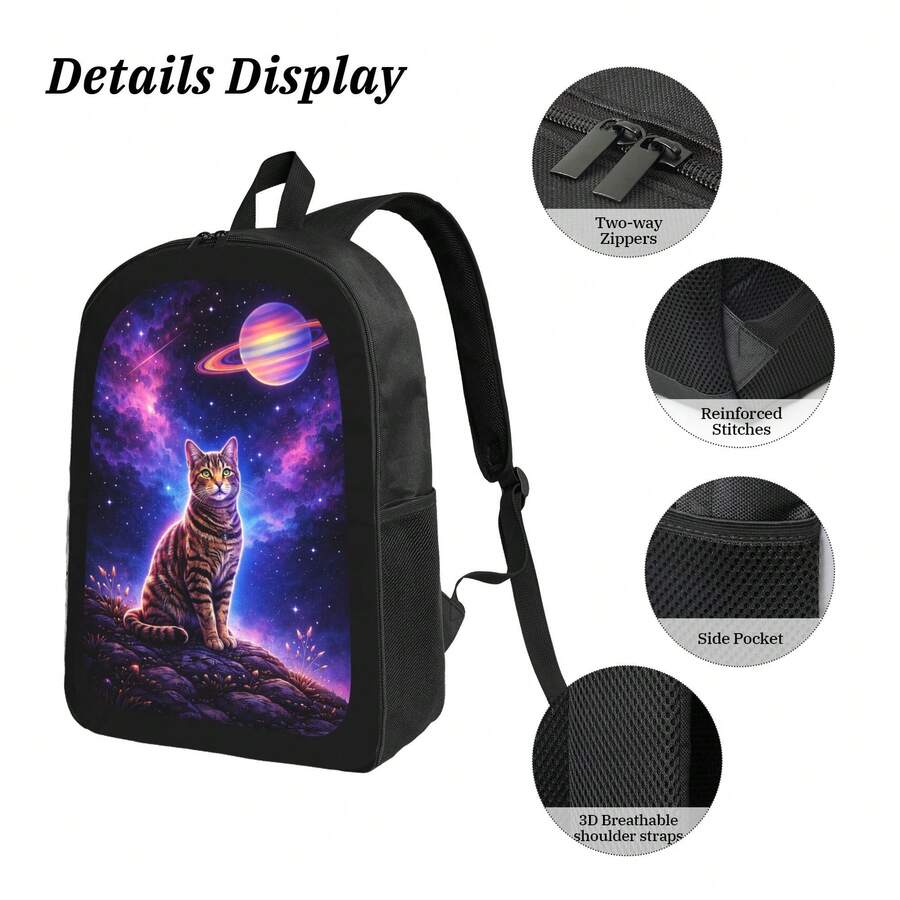 Starry Sky Cat Print Backpack  – Embroidery Cat recenzja i cena