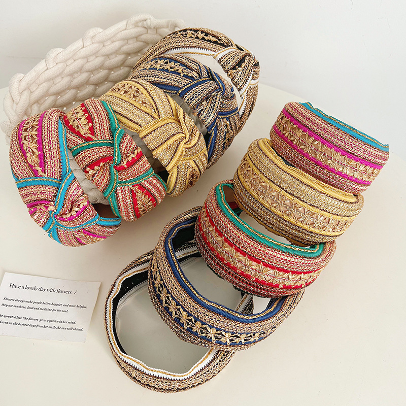 Women Girls Vintage Bohemian E – Embroidery Gold recenzja i cena
