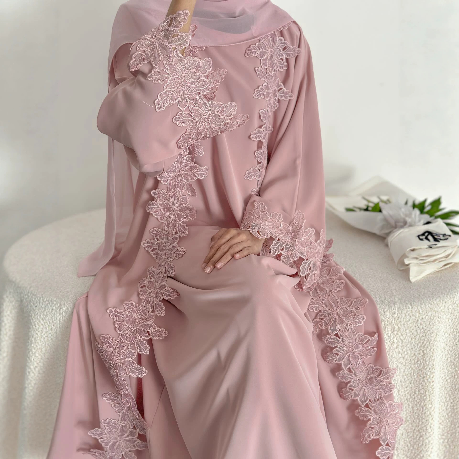 Eid Ramadan Flower Embroidery  – Embroidery Kaftan recenzja i cena