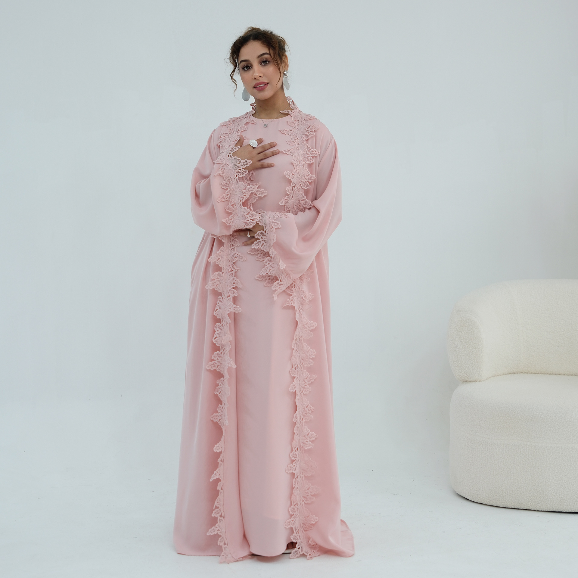 Eid Ramadan Flower Embroidery  – Embroidery Kaftan recenzja i cena