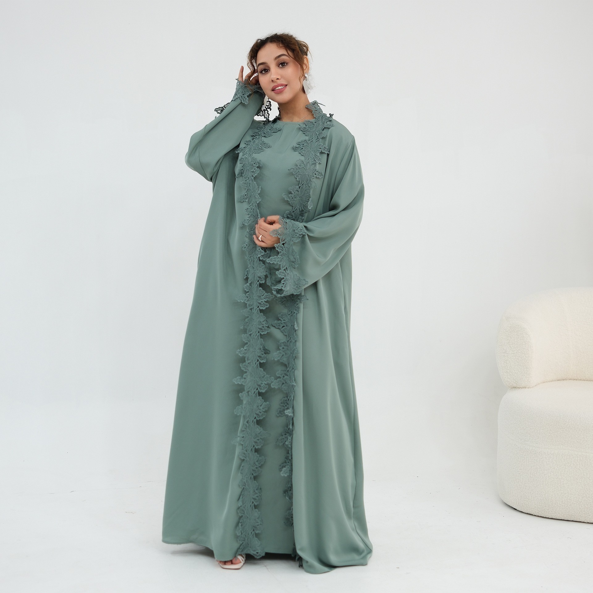 Eid Ramadan Flower Embroidery  – Embroidery Kaftan recenzja i cena