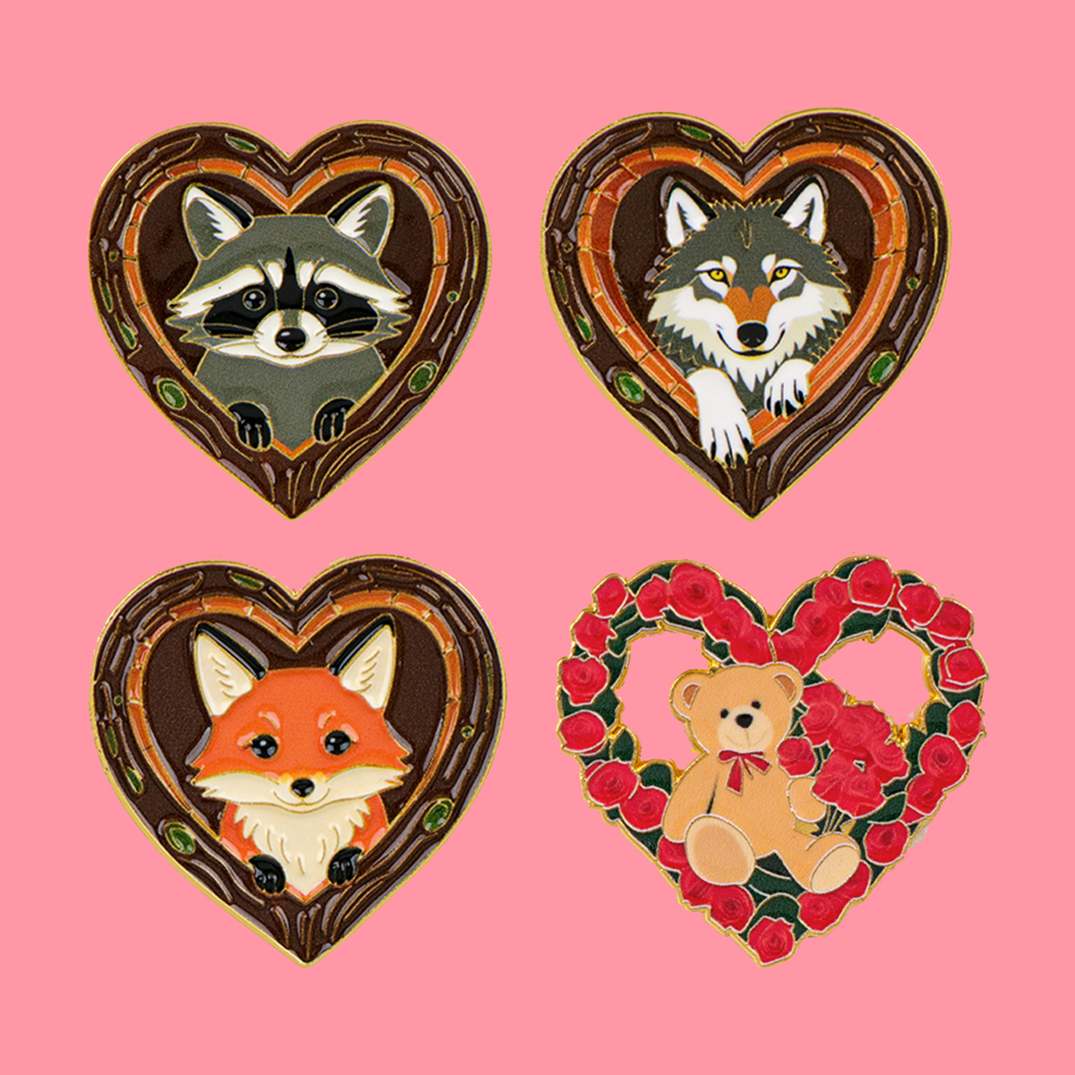 Fox Rose Bear Enamel Pins Anim – Embroidery Textile recenzja i cena