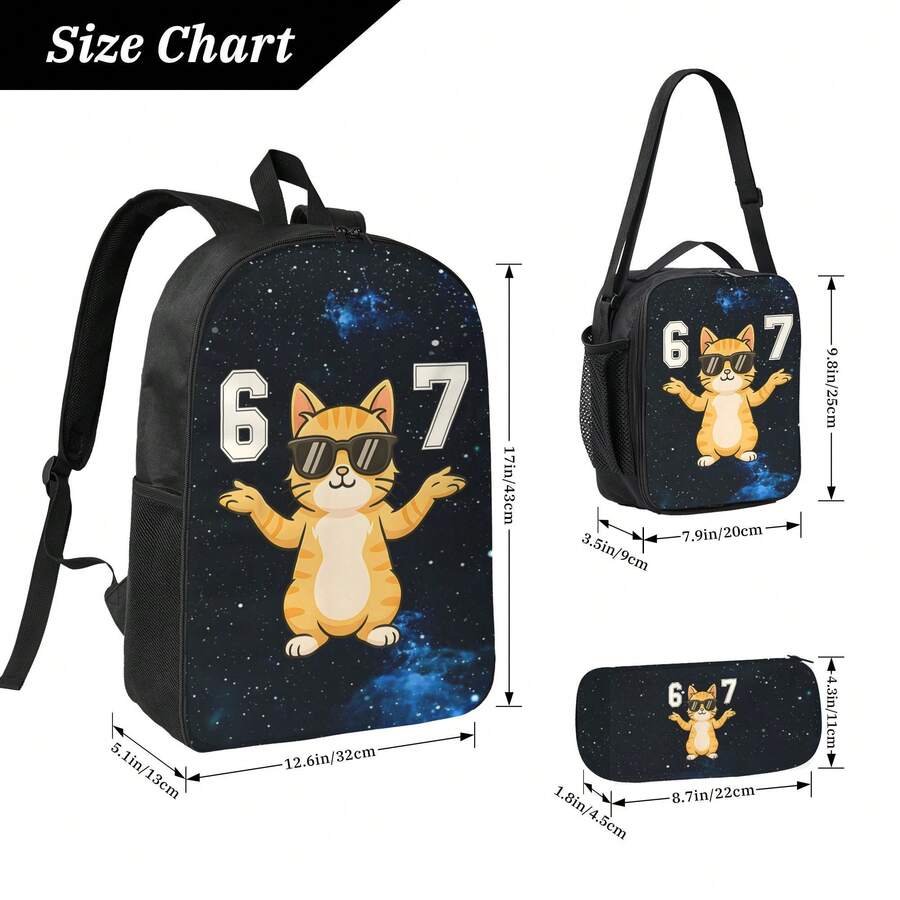 67 Funny Cat Meme Backpack Set – Embroidery Cat recenzja i cena