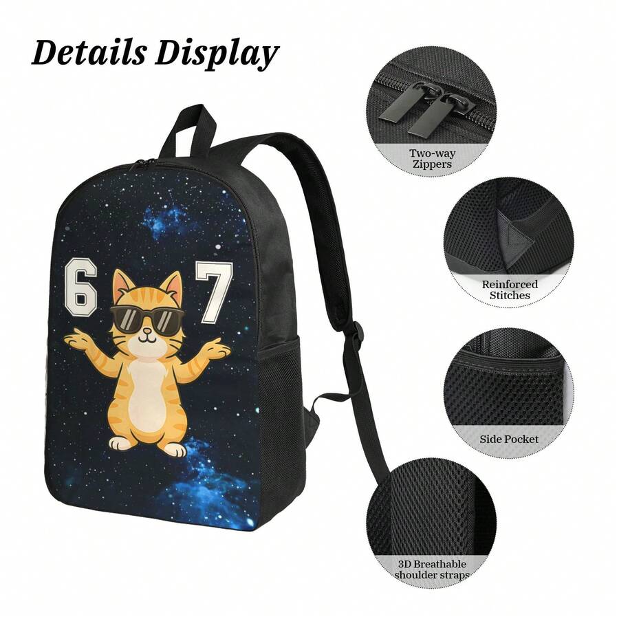 67 Funny Cat Meme Backpack Set – Embroidery Cat recenzja i cena