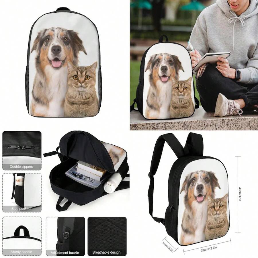 Personalized Cat Print Backpac – Embroidery Cat recenzja i cena