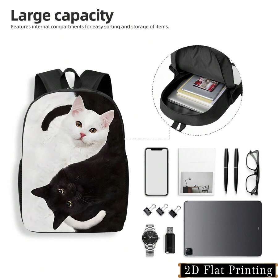 Yin Yang Cat Print Backpack Fo – Embroidery Cat recenzja i cena