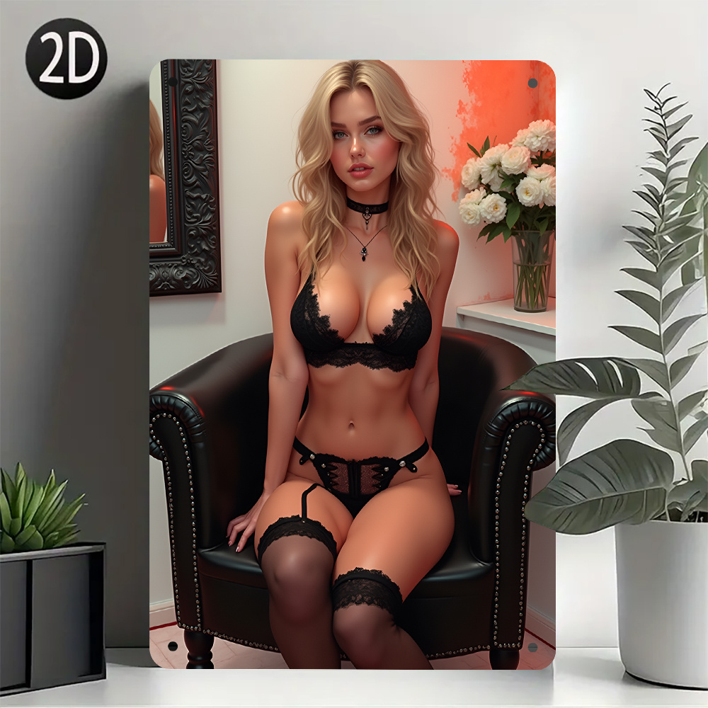 Vintage Sexy Lady Metal Tin Si – Embroidery Wall Art recenzja i cena