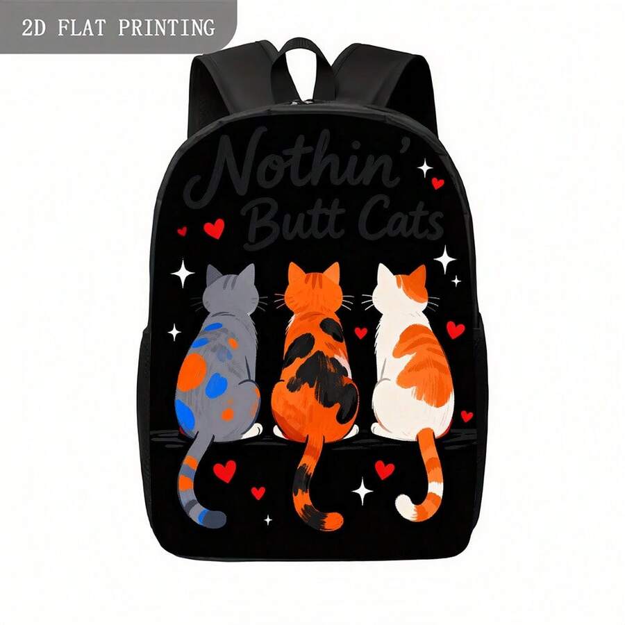 Three Cat Print Backpack With  – Embroidery Cat recenzja i cena