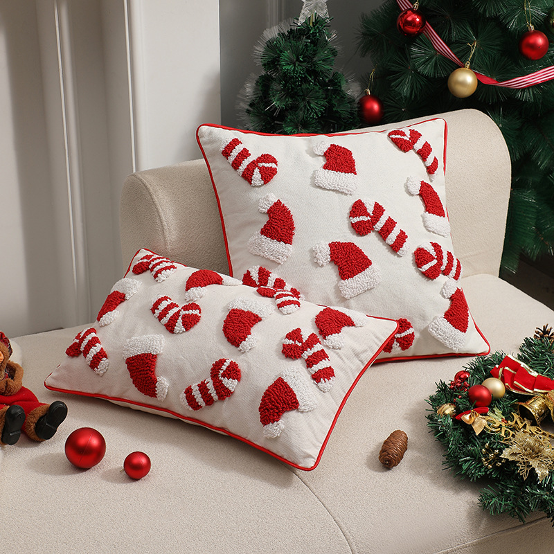 Red Christmas Pillow Cover Dec – Embroidery Xmas Ornaments recenzja i cena
