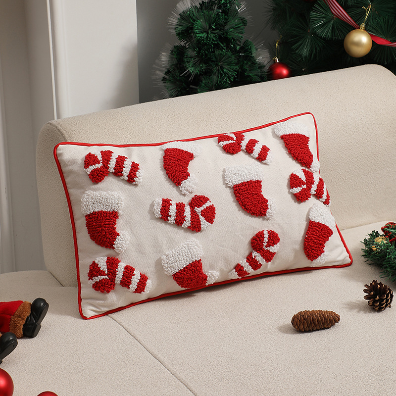 Red Christmas Pillow Cover Dec – Embroidery Xmas Ornaments recenzja i cena
