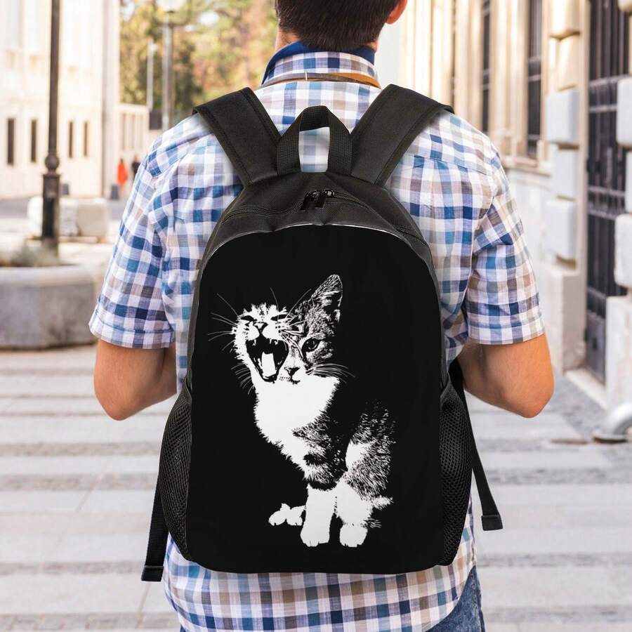 Black Cat Print Backpack With  – Embroidery Cat recenzja i cena