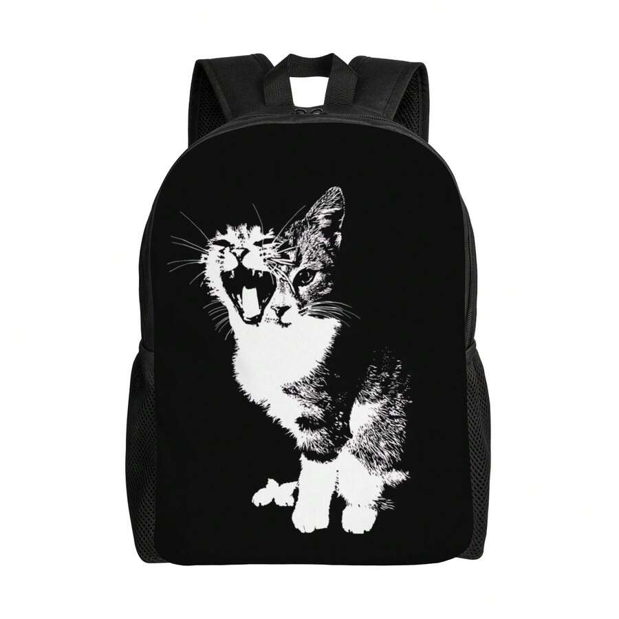 Black Cat Print Backpack With  – Embroidery Cat recenzja i cena