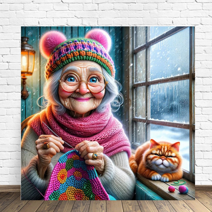 Funny Grandma And Cat Pet Anim – Embroidery Cat recenzja i cena