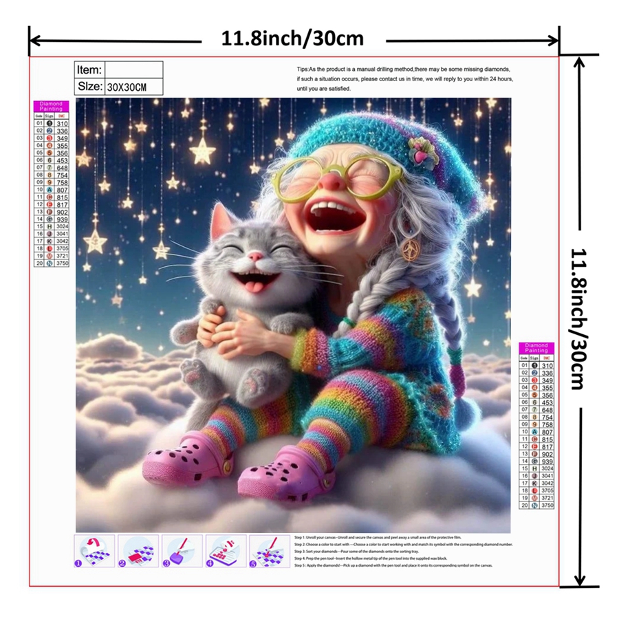 Funny Grandma And Cat Pet Anim – Embroidery Cat recenzja i cena