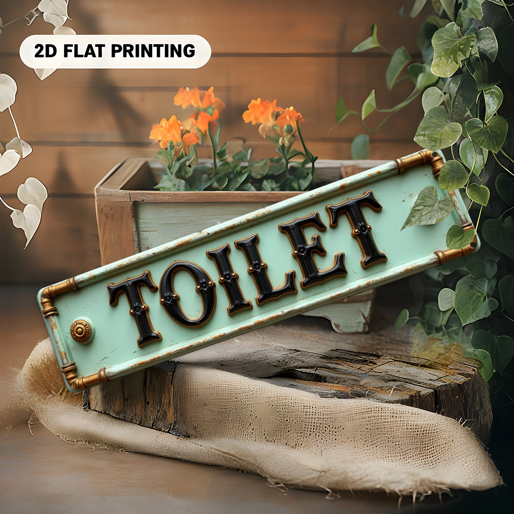 2D Flat, Vintage Toilet Sign - – Embroidery Wall Art recenzja i cena