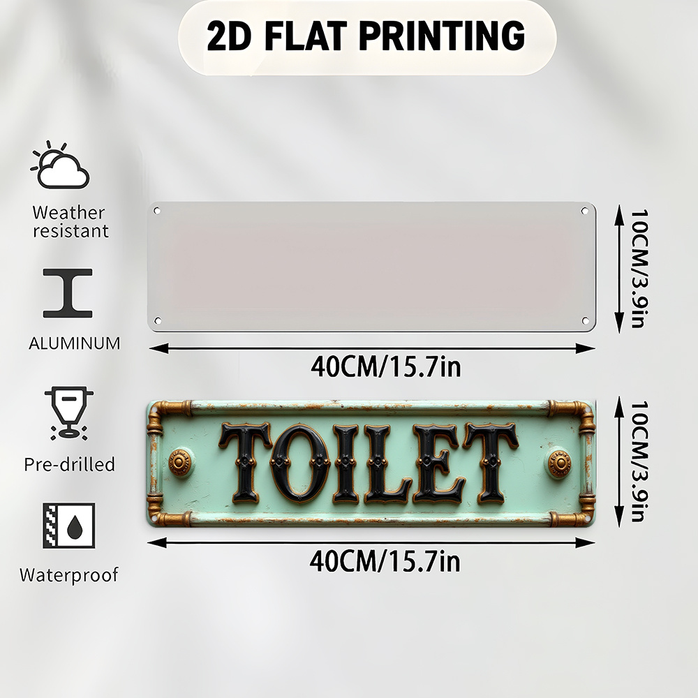 2D Flat, Vintage Toilet Sign - – Embroidery Wall Art recenzja i cena